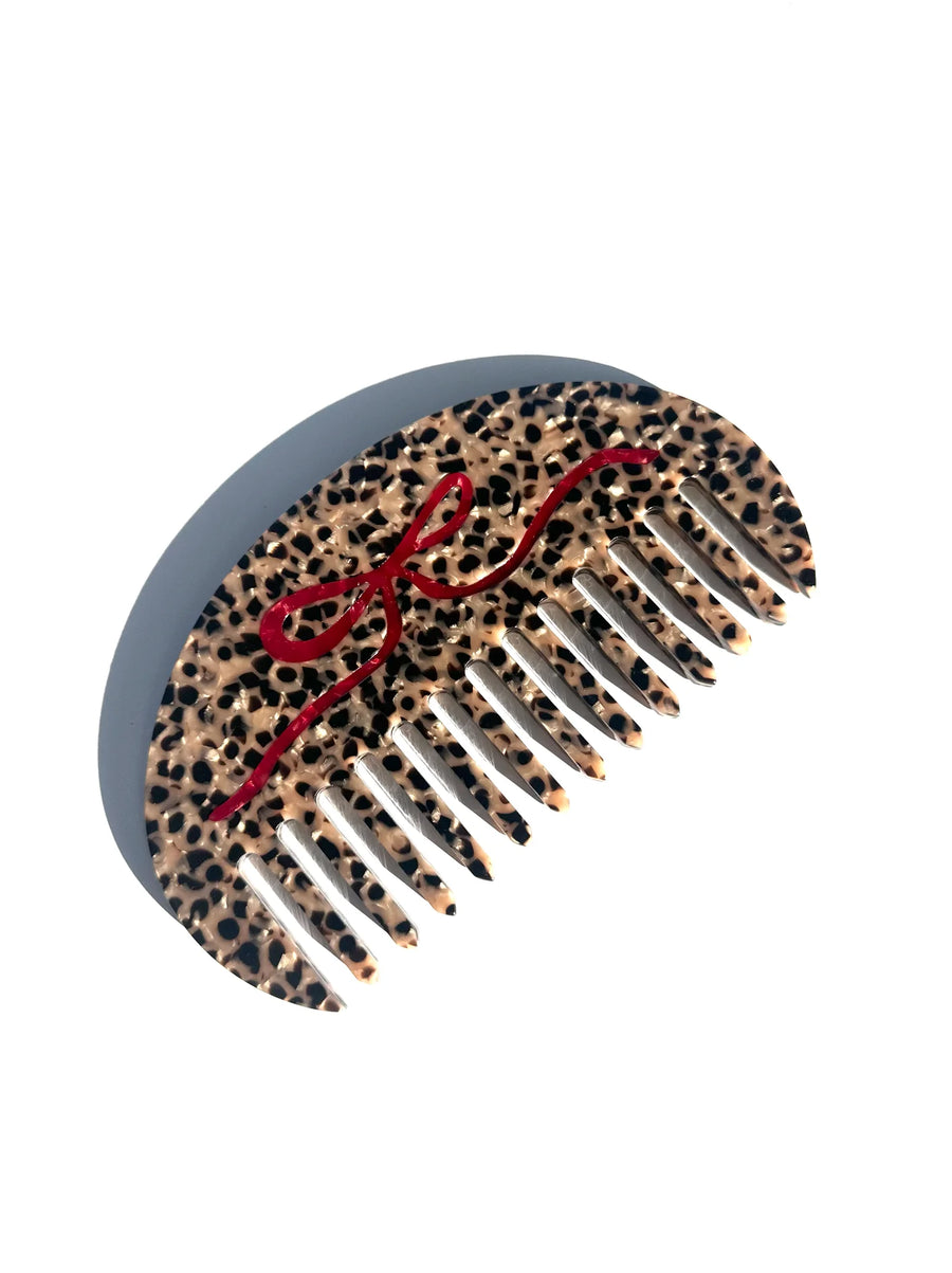 Leopard Bow Gua Sha Hair Comb