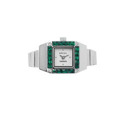 Dalmata Silver Time Ring Watch - Emerald