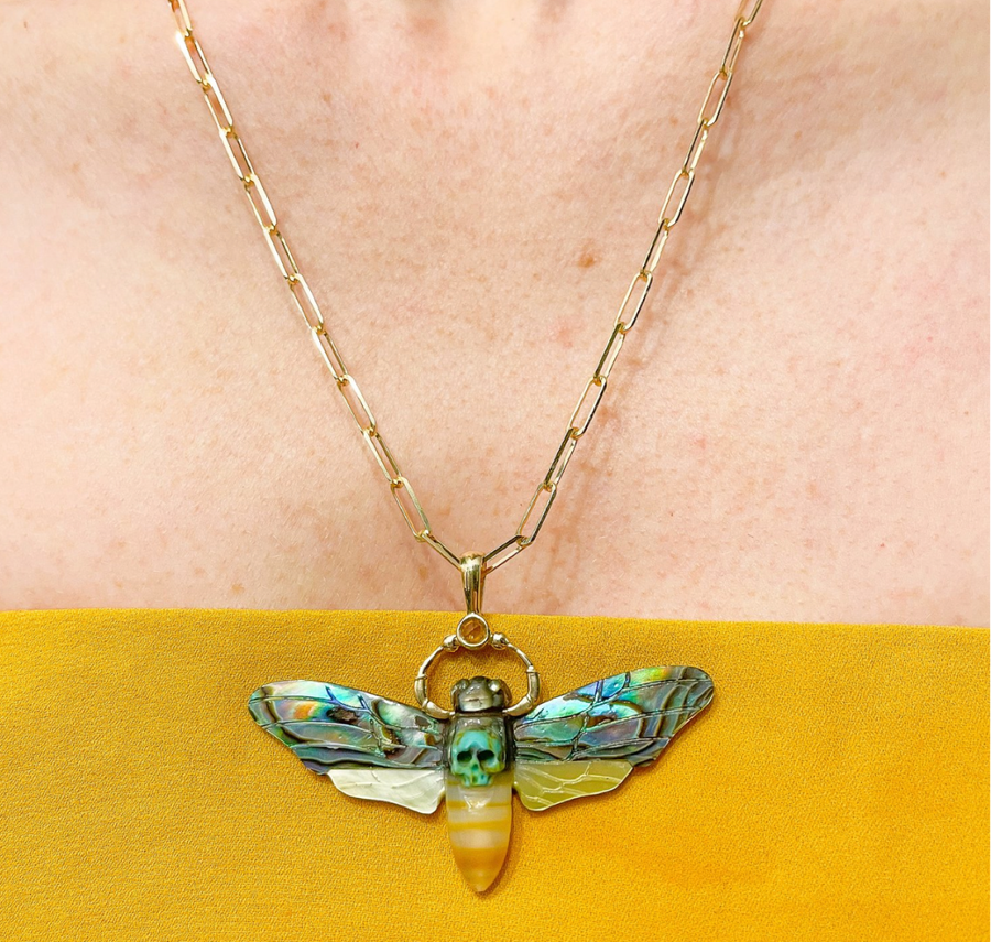 14k gold Death's Head Hawk Moth