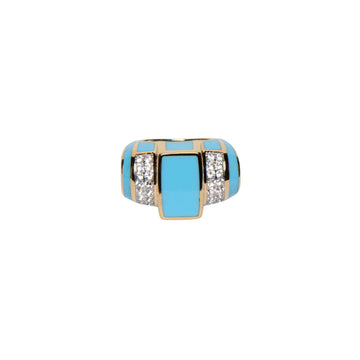 14K Vermeil Atlantis Ring with Baby Blue Ceramic & White Sapphires - Size 9