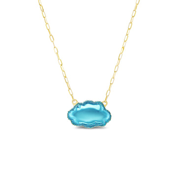 Silver Lining Cloud Necklace (Sky Blue)- 18K YG & Color Coated Silver