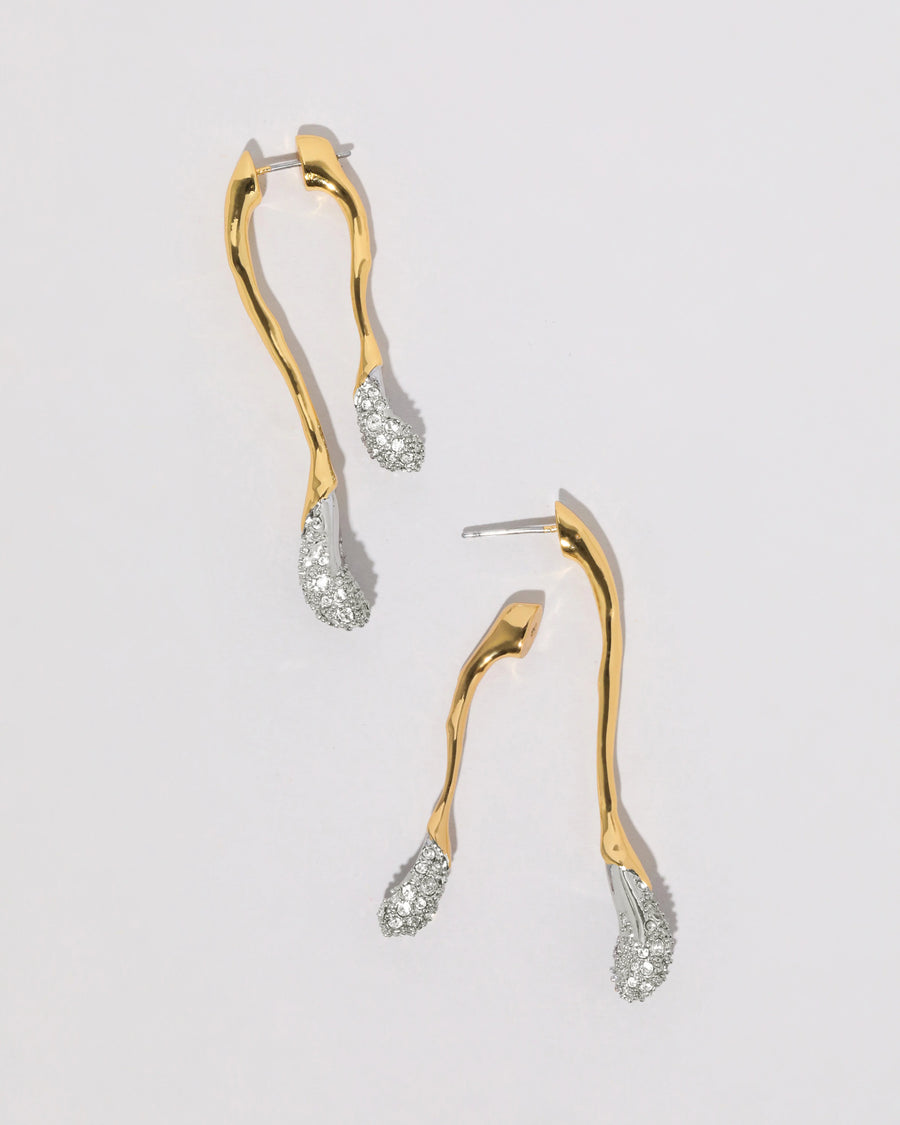 Solanales Crystal Front Back Double Drop Earring- Gold