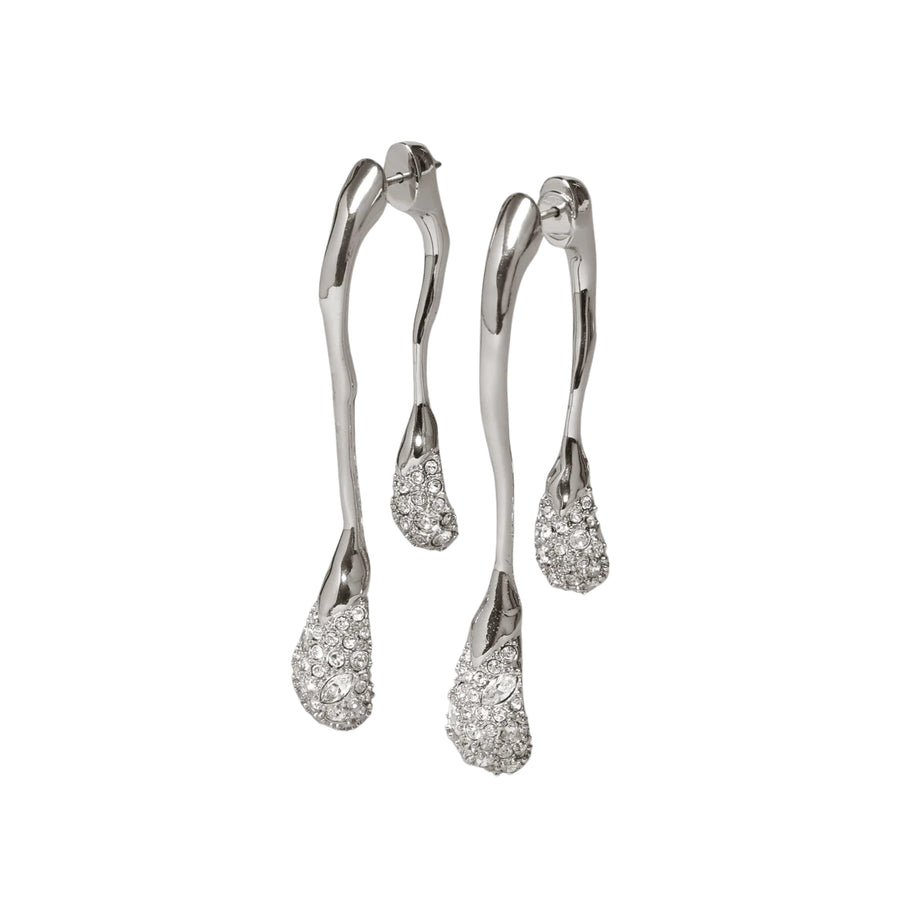 Solanales Crystal Front Back Double Drop Earring - Silver