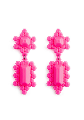 Large Stones Earrings - Hot Pink