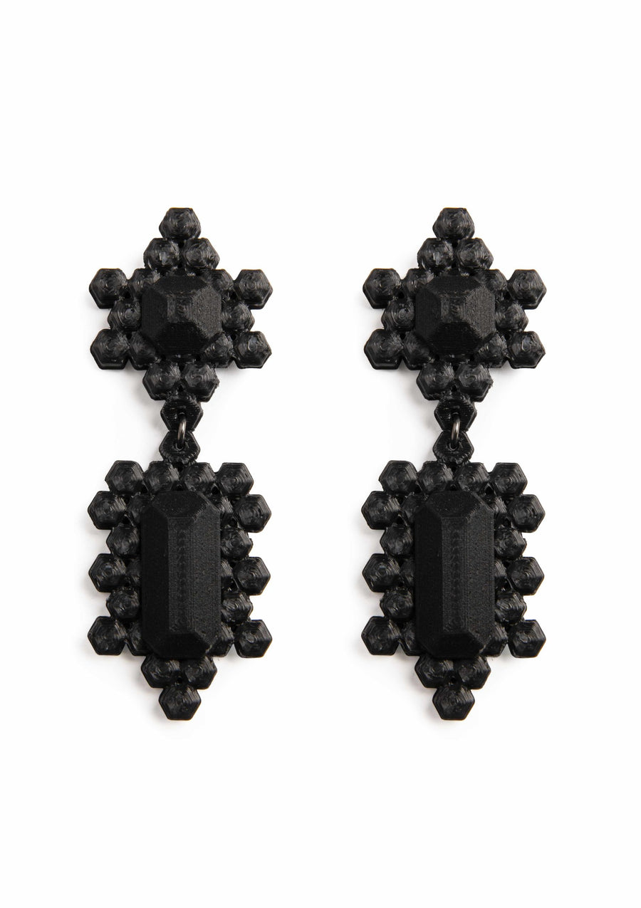 Large Stones Earrings - Pearl Black