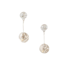 Silver Dangle Beads Earrings - Clear