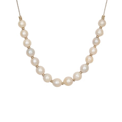White Freshwater Pearl with Silver Chain Necklace