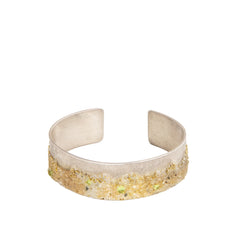 Francesca Sterling Silver Peridot Glass Bead Granulated Cuff