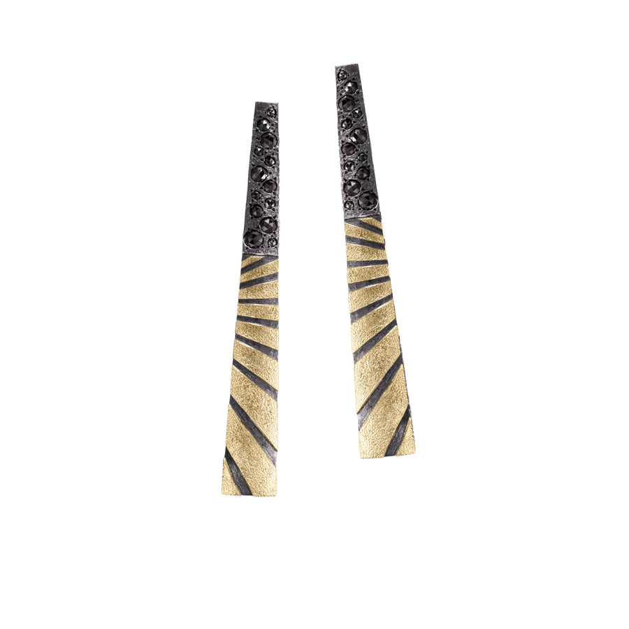 Long Stripe Earrings with Black Diamonds