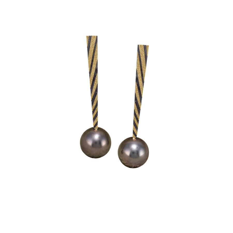 Stripe Drop Pearl Earrings