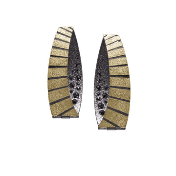 Stripe Folded Black Diamond Earrings