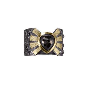 Stripe R4 Tear Drop Black Diamond Ring