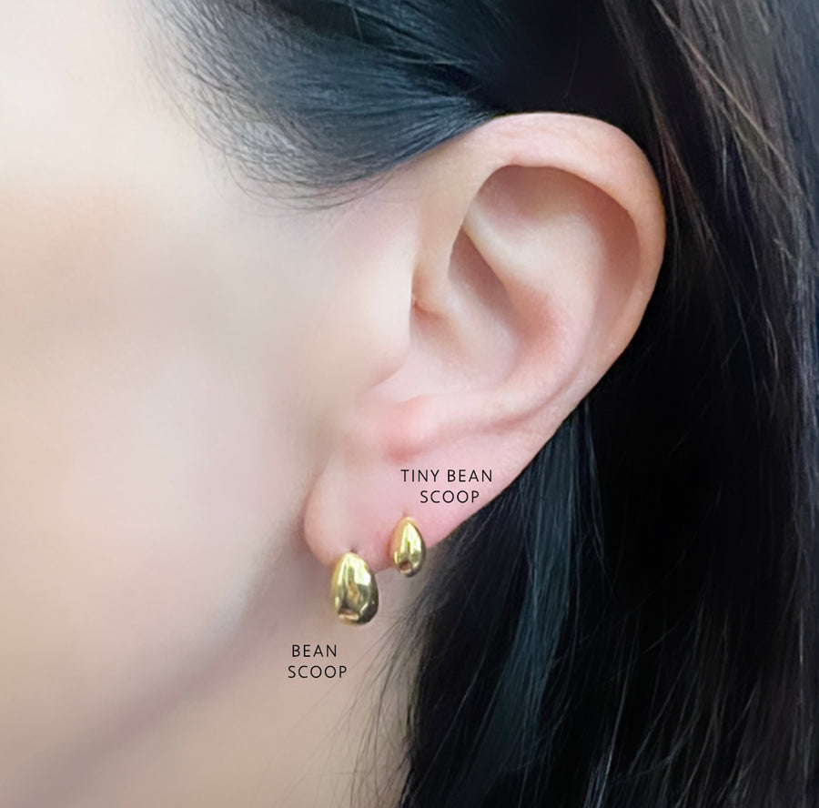 Tiny Sculpted Bean Earrings - 14k Gold Plated