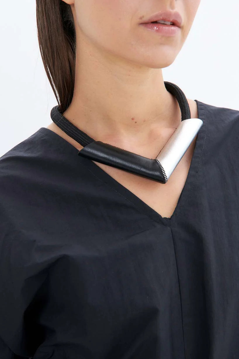 Tube V Necklace- Silver