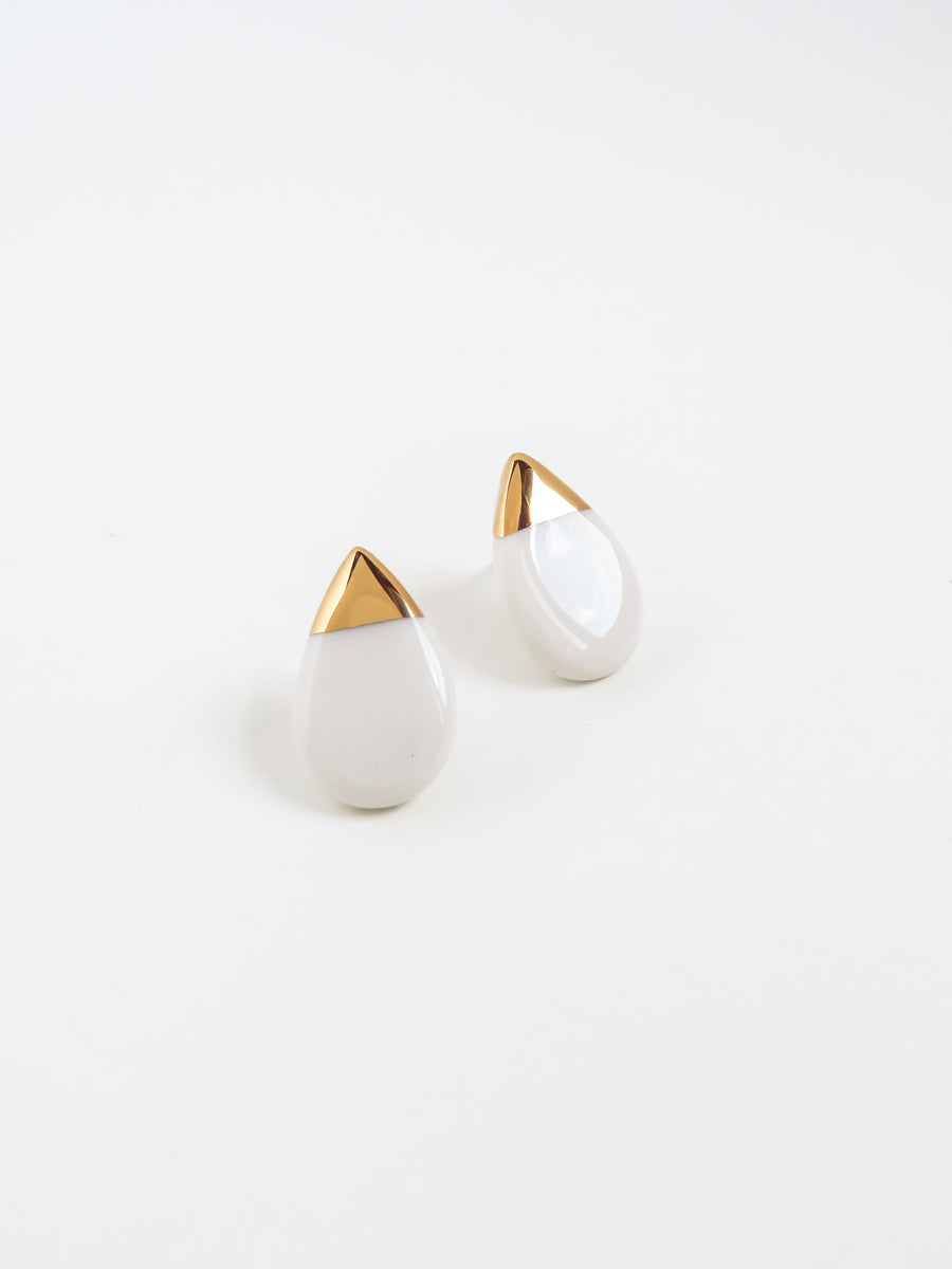 Teardrop Earrings - White