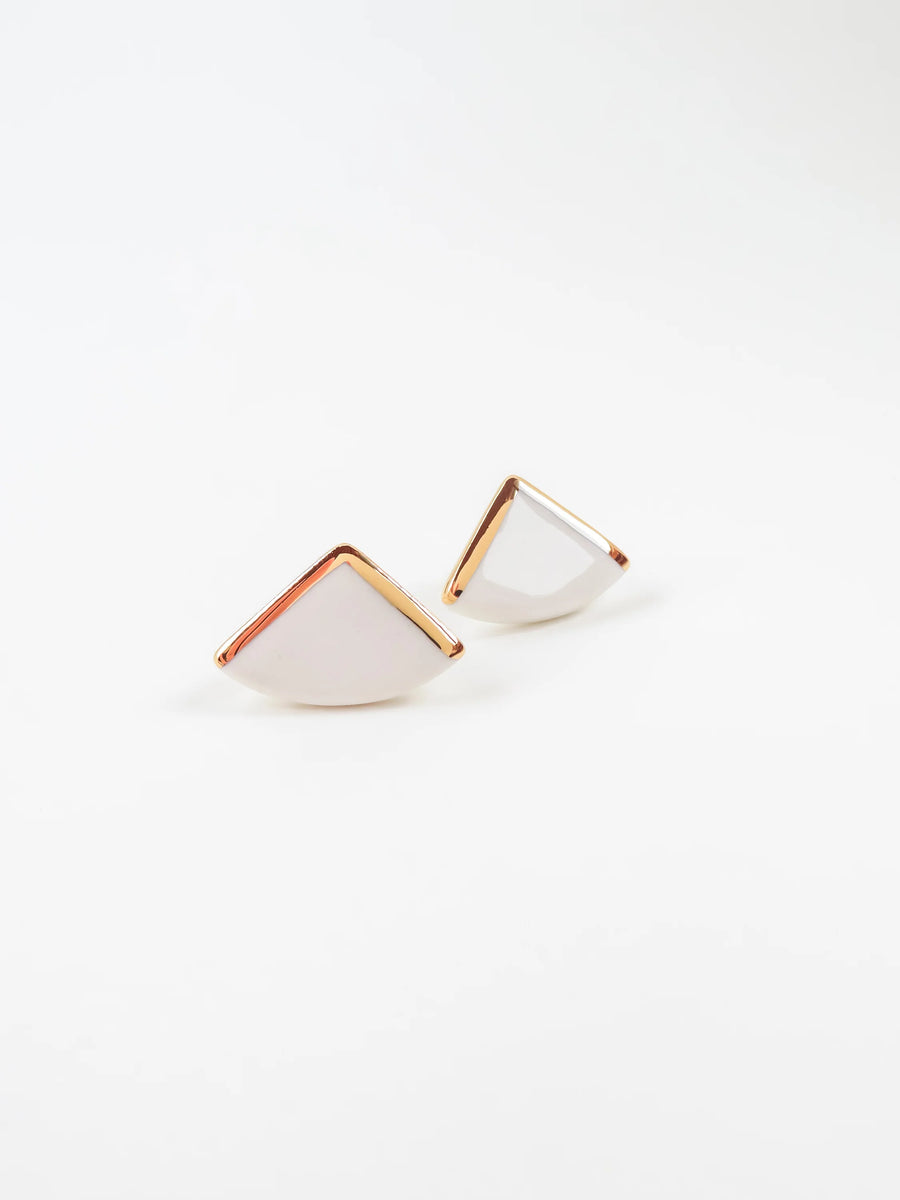 Triangle Earrings - White