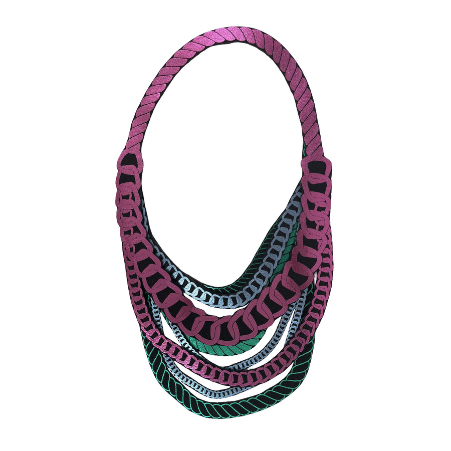 ULI ROPES NECKLACE - HOT PINK MULTI