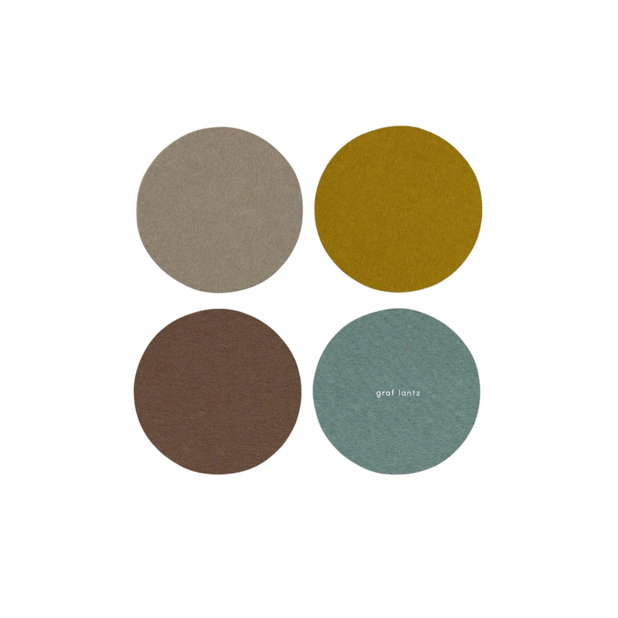Bierfilzl Merino Wool Round Coaster Multi 4 Pack - London Fog