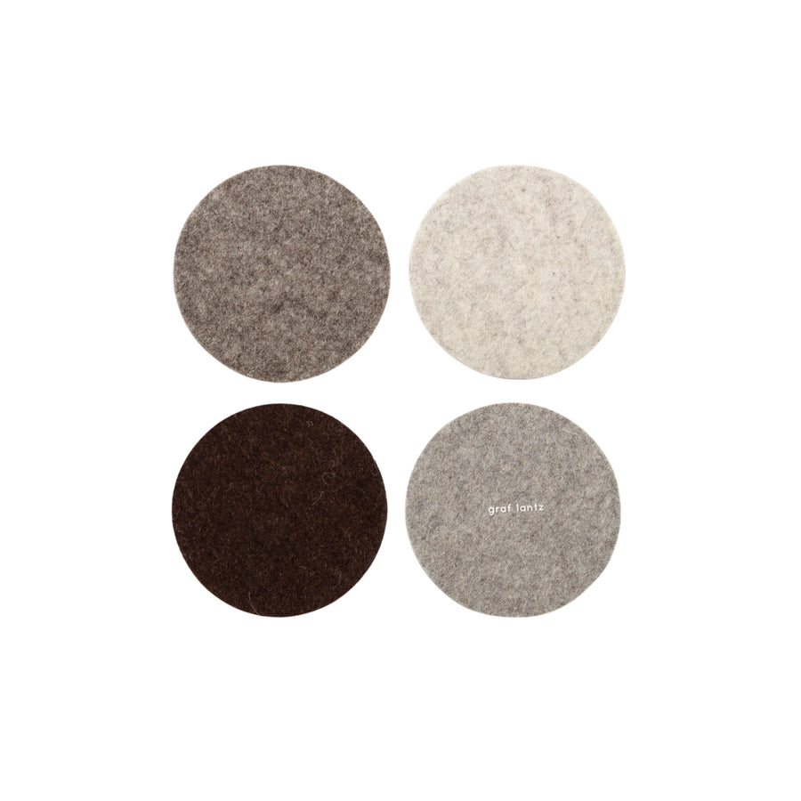 Bierfilzl Merino Wool Round Coaster Multi 4 Pack - Earth