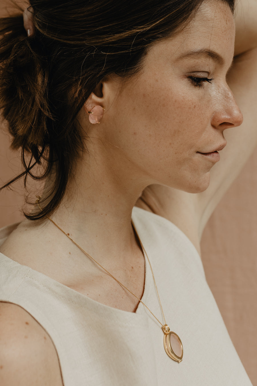 AQUA EARRINGS - PINK QUARTZ