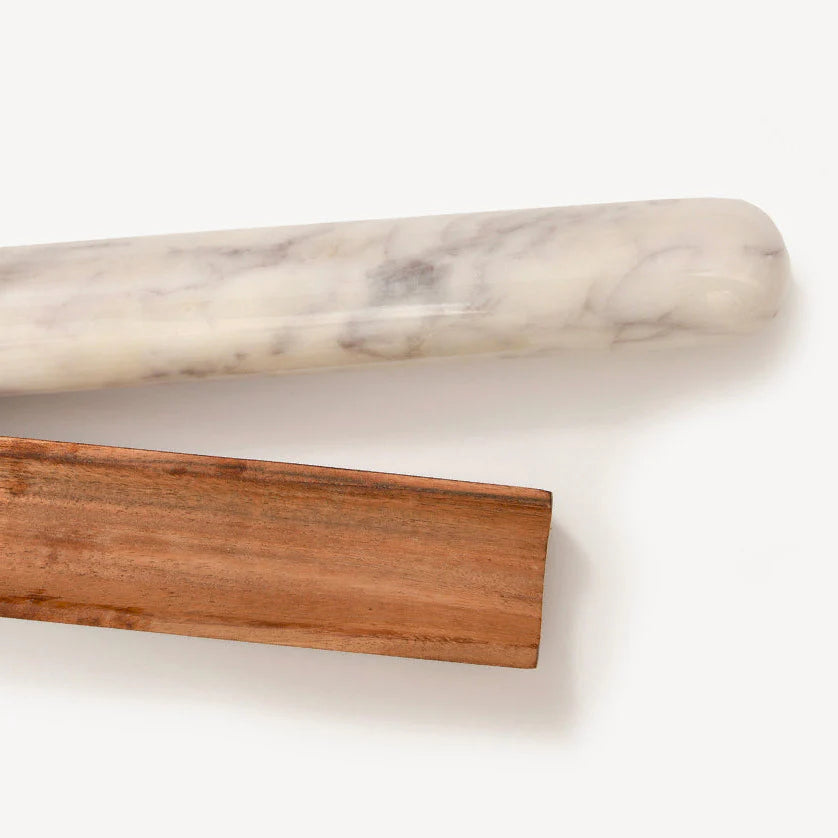 Marble Rolling Pin with Wood Stand