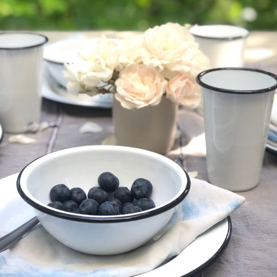 Vintage Cereal Bowl, Black Rim