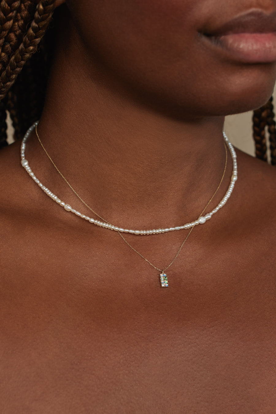 Opal, Diamond, & Tourmaline 14k gold Lattice Necklace