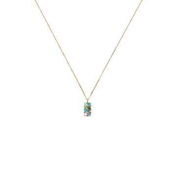 Opal, Diamond, & Tourmaline Lattice Necklace - 14K YG