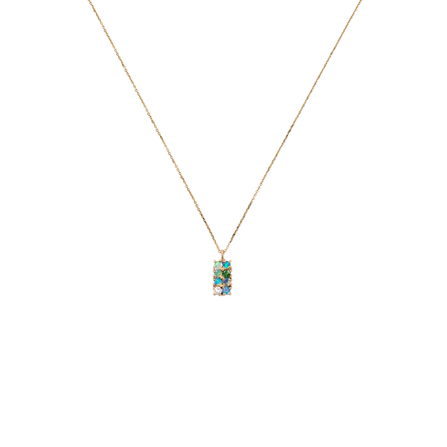 Opal, Diamond, & Tourmaline 14k gold Lattice Necklace