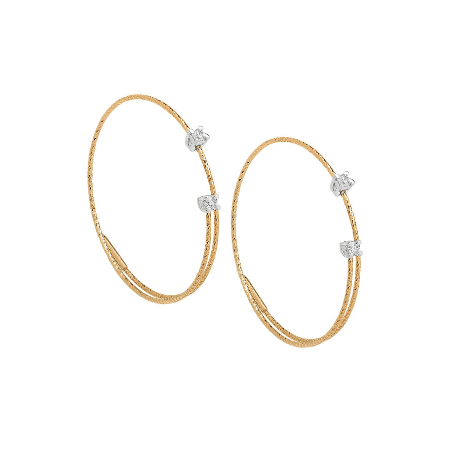 Wire Hoop Earring with Diamonds