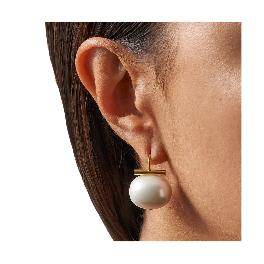 LARGE PEBBLE EARRING - 14KGP/MOP SHELL