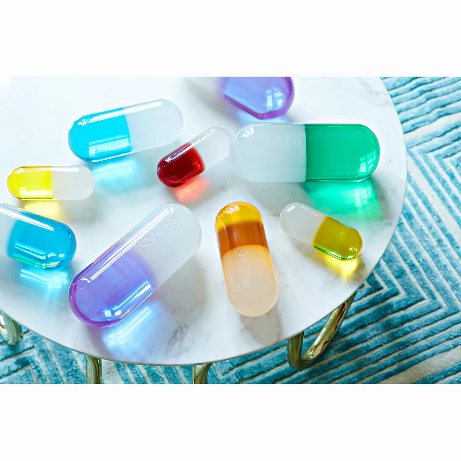 Acrylic Pill - White and Yellow