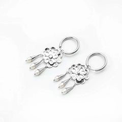 Silver Petal pearl drop Earrings