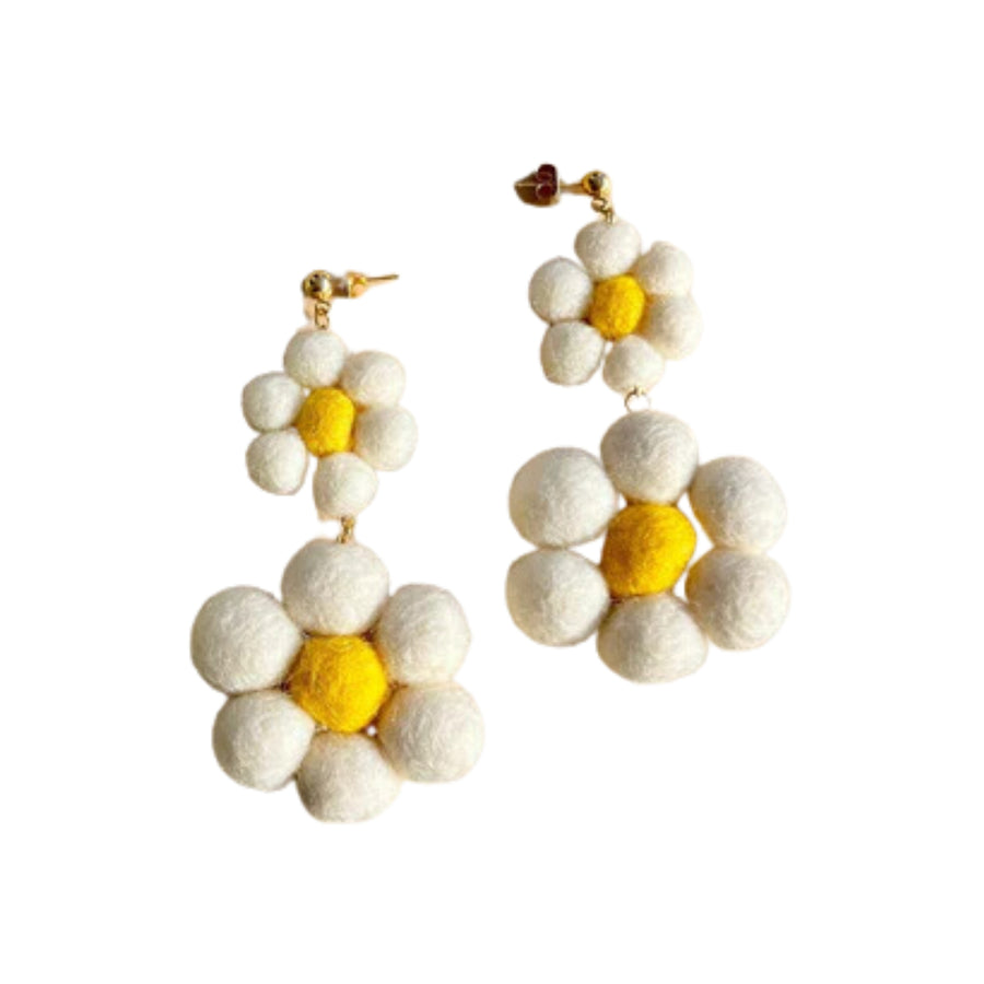 Daisy Dangle Felt Earrings