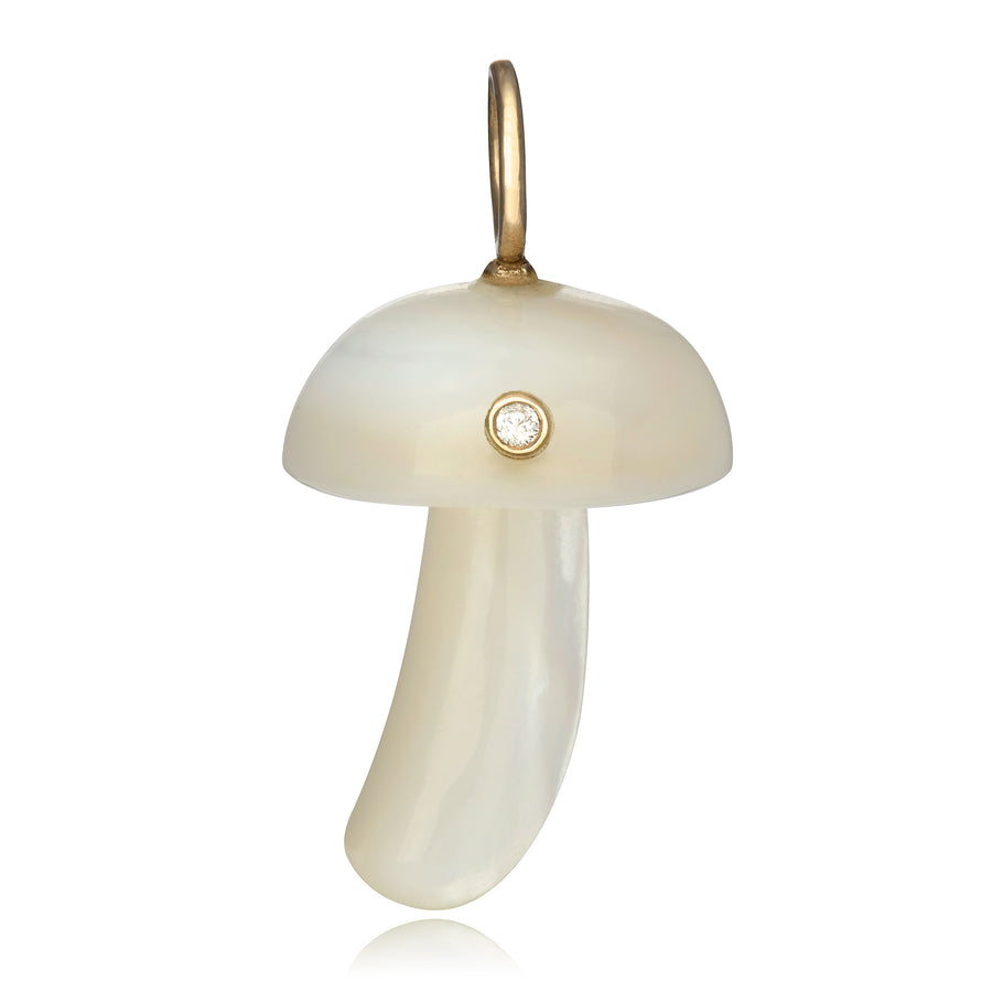 White MOP Mushroom w/ Diamond - 14K YG