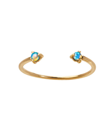 14K Two-Step Double Opal Ring - Size 7