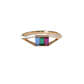 Frame Ring - Sapphire, Tourmaline, & Grape Garnet