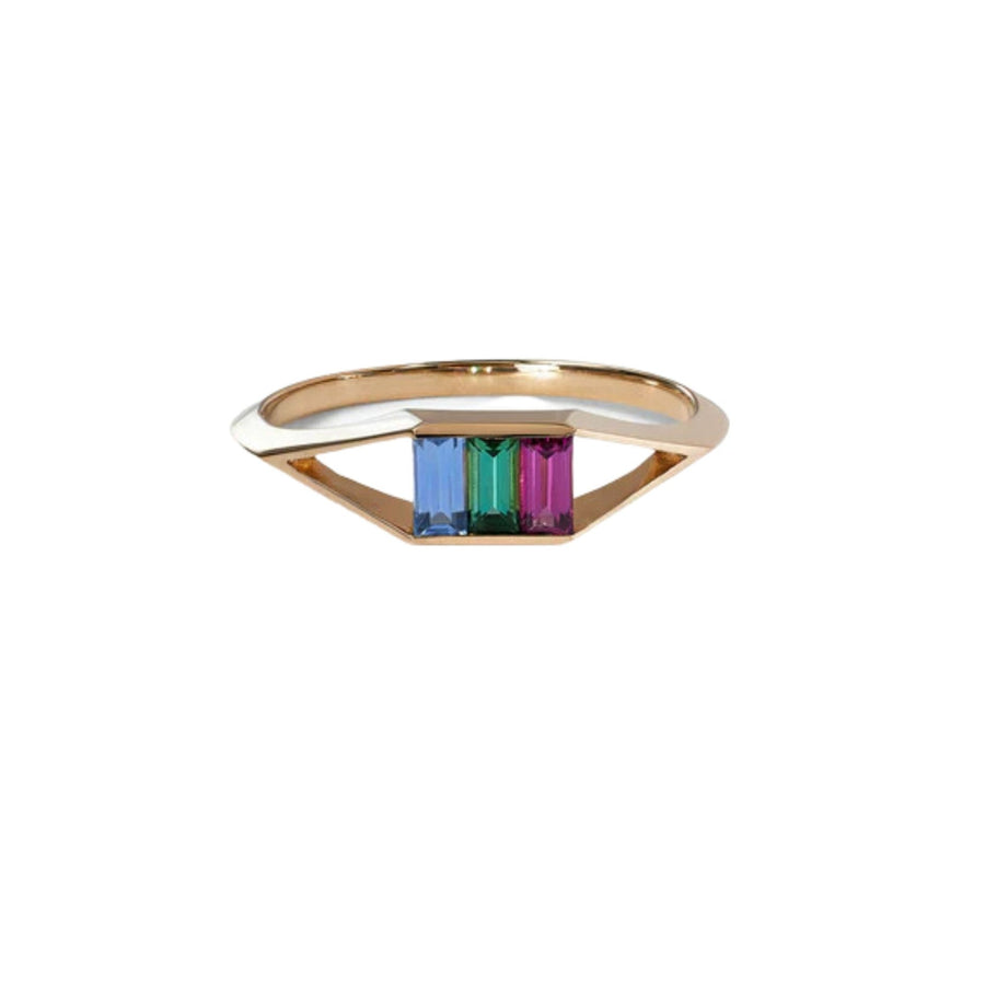 Sapphire, Tourmaline, & Grape Garnet Frame Ring