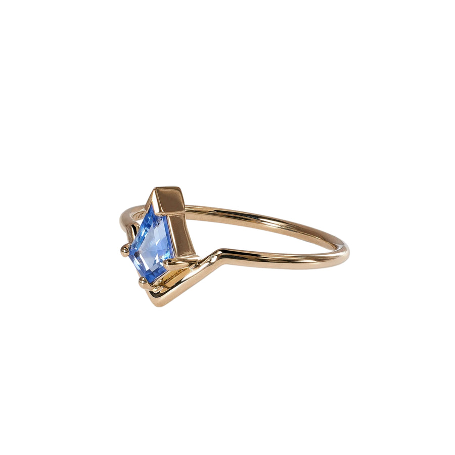 Blue Sapphire Kite Cut Nestled Ring - Size 7