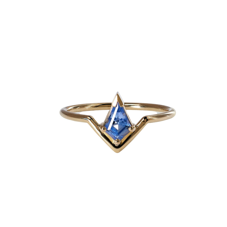 Blue Sapphire Kite Cut Nestled Ring - Size 7