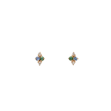 Sapphire, Diamond, and Tourmaline Covey Earrings