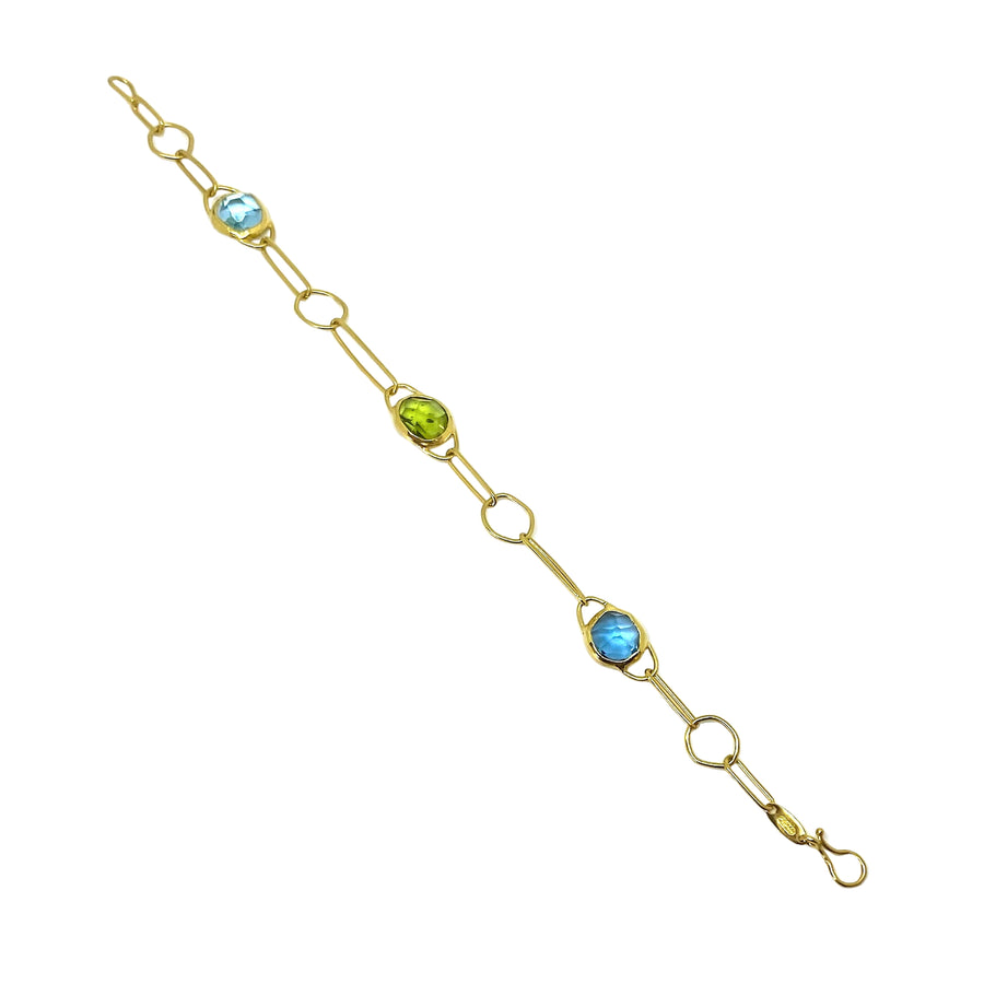 Peridot, London Blue Topaz & Aquamarine Bracelet  - Small/Medium