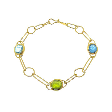 Peridot, London Blue Topaz & Aquamarine Bracelet  - Small/Medium