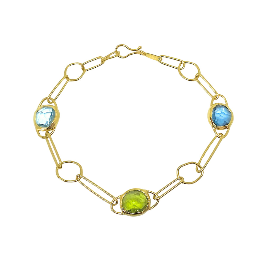 Peridot, London Blue Topaz & Aquamarine Bracelet  - Small/Medium