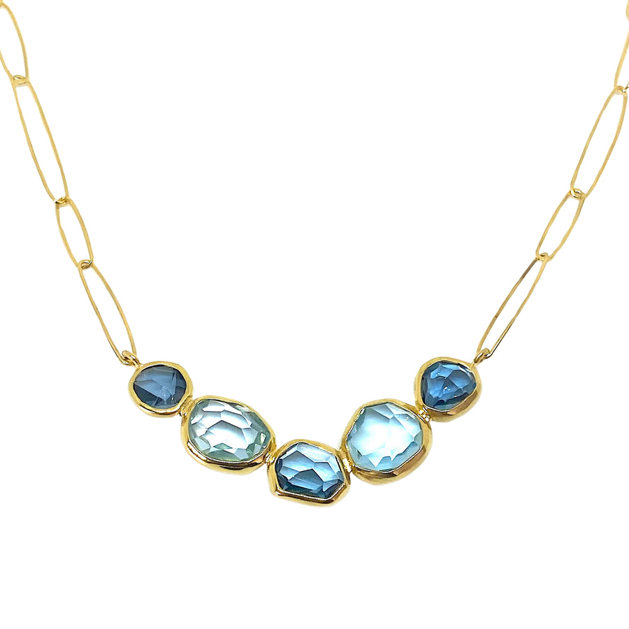 Cluster Necklace in Aquamarine and London Blue Topaz