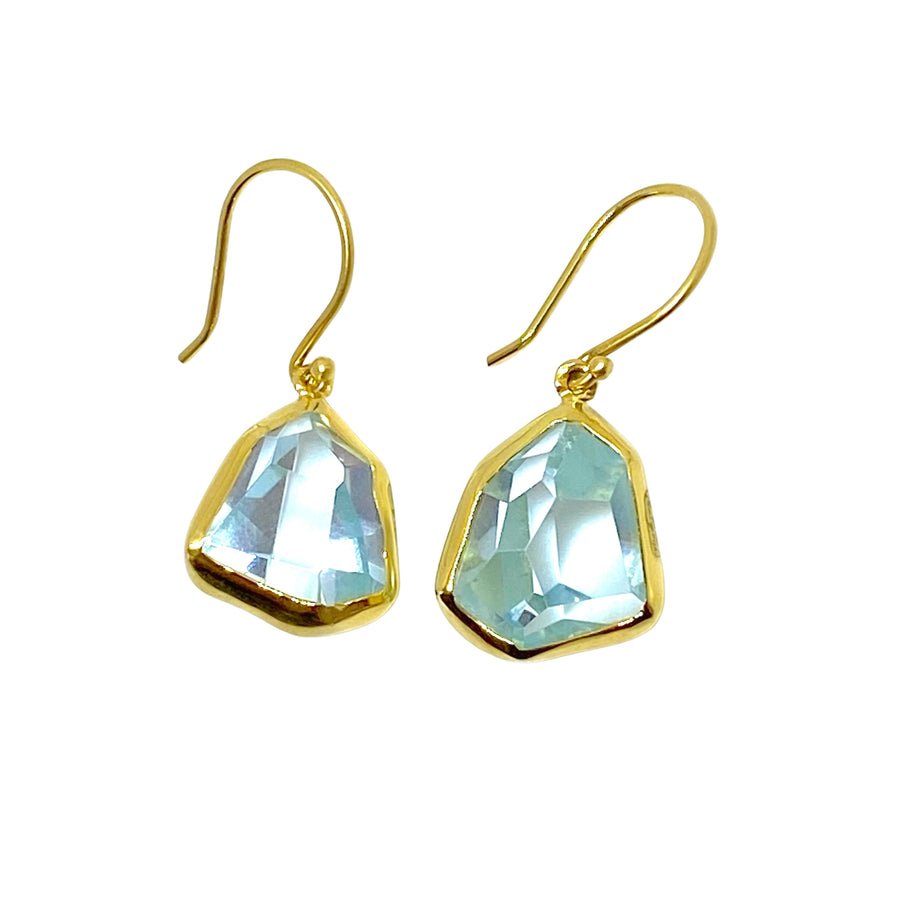 AQUAMARINE DANGLE SOLID GOLD EARRINGS