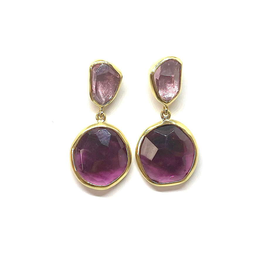 Pink & Red Tourmaline Earrings