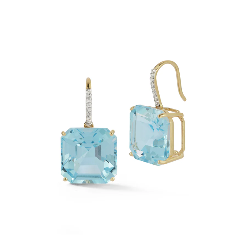 Blue Topaz Asscher Cut Earrings