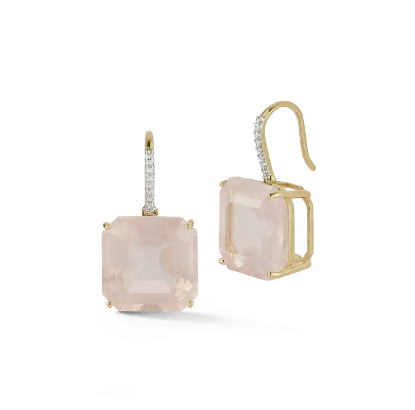 Pink Topaz Asscher Cut Earrings