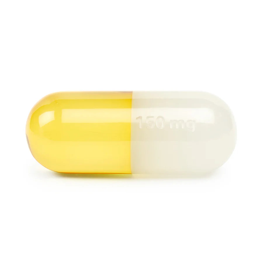 Acrylic Pill - White and Yellow